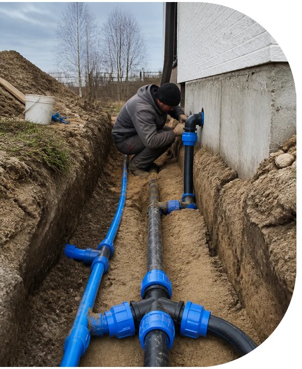 Монтаж наружного водопровода на участке под ключ в Кстове
